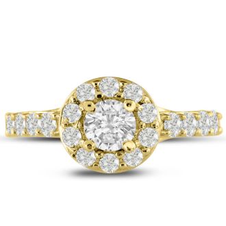 1 1/2ct Halo Diamond Engagement Ring Crafted in 14 Karat Yellow Gold