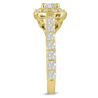 1 1/2ct Halo Diamond Engagement Ring Crafted in 14 Karat Yellow Gold