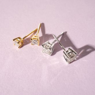1/2ct Princess Diamond Stud Earrings in 14k White Gold