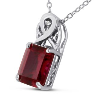 3ct Emerald Cut Ruby and Diamond Necklace
