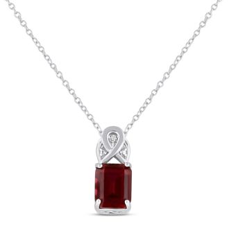 3ct Emerald Cut Ruby and Diamond Necklace
