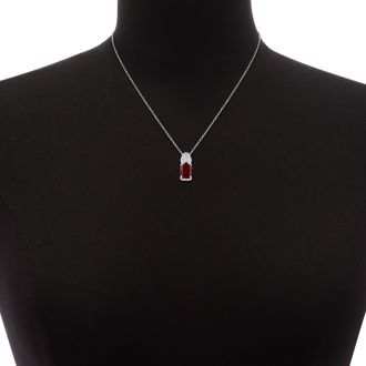 3ct Emerald Cut Ruby and Diamond Necklace
