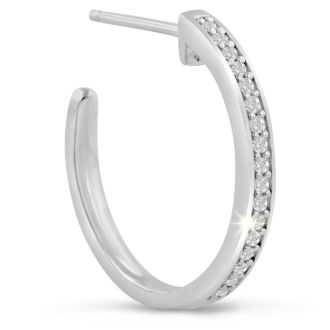 1/4ct Diamond Hoop Earrings In Rhodium Plated . Very Popular Style!
