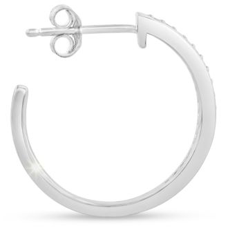 1/4ct Diamond Hoop Earrings In Rhodium Plated . Very Popular Style!
