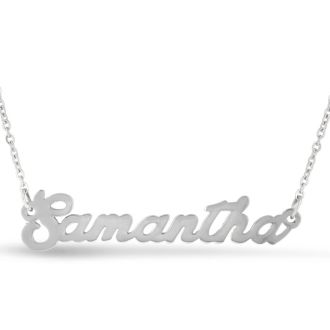 Samantha Nameplate Necklace In Silver