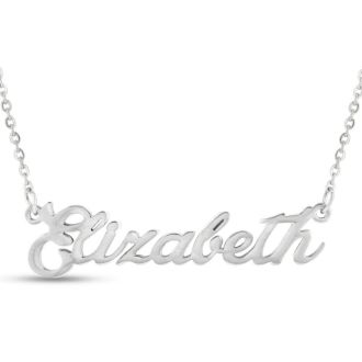 Elizabeth Nameplate Necklace In Silver