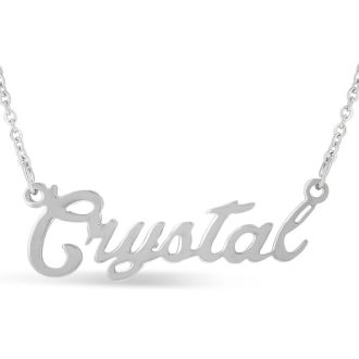 Crystal Nameplate Necklace In Silver