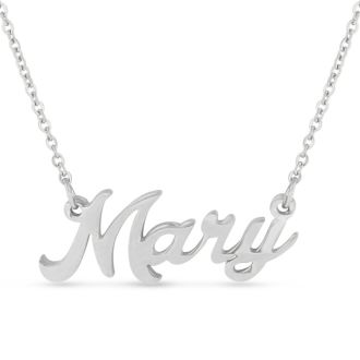 Mary Nameplate Necklace In Silver