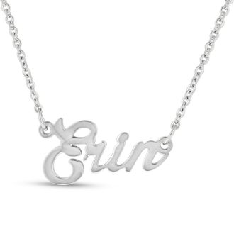 Erin Nameplate Necklace In Silver