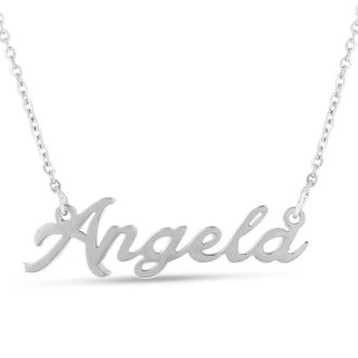 Angela Nameplate Necklace In Silver