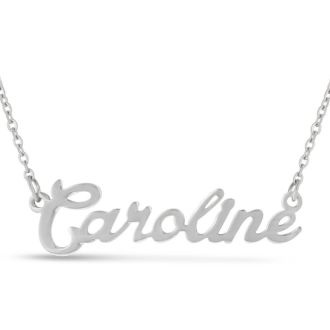 Caroline Nameplate Necklace In Silver