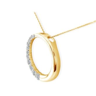 1/4ct Circle Style Journey Diamond Pendant, 14k Yellow Gold