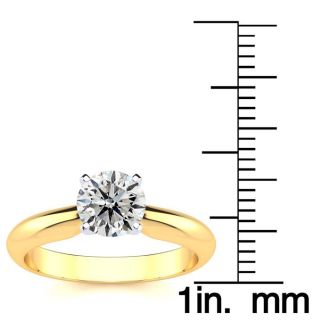 1 Carat Diamond Round Engagement Rings In 14K Yellow Gold