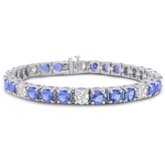 16 Carat Tanzanite and Diamond Bracelet In 14 Karat White Gold