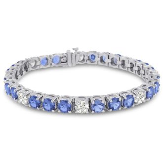 16 Carat Tanzanite and Diamond Bracelet In 14 Karat White Gold