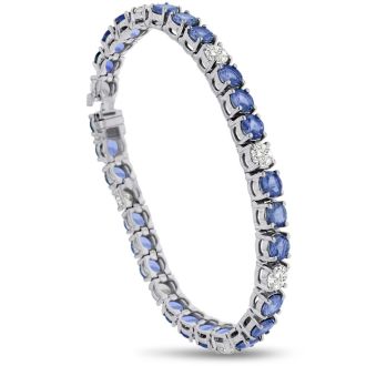 16 Carat Tanzanite and Diamond Bracelet In 14 Karat White Gold