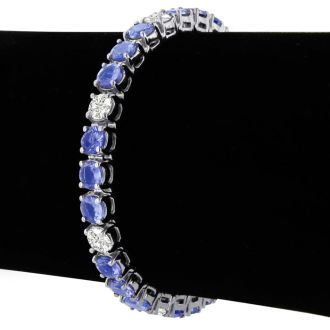 16 Carat Tanzanite and Diamond Bracelet In 14 Karat White Gold