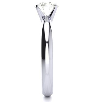 Round Engagement Rings, 1 Carat Diamond Solitaire Engagement Ring Crafted In 14K White Gold