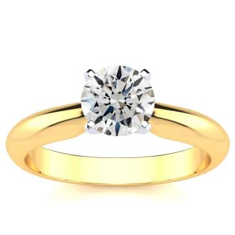 1 Carat Diamond Round Engagement Rings In 14K Yellow Gold