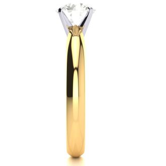 Round Engagement Rings, 1 Carat Diamond Solitaire Engagement Ring Crafted In 14K Yellow Gold