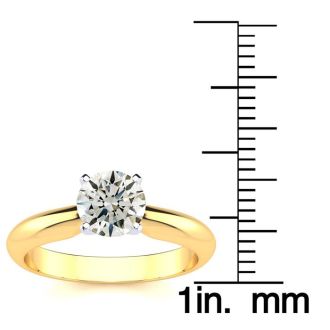 Round Engagement Rings, 1 Carat Diamond Solitaire Engagement Ring Crafted In 14K Yellow Gold