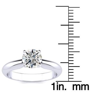 Round Engagement Rings, 1 Carat Diamond Solitaire Engagement Ring Crafted In 14K White Gold