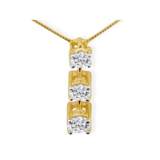 Our Most Popular Fine 1/4ct Three Diamond Pendant in 14k Yellow Gold