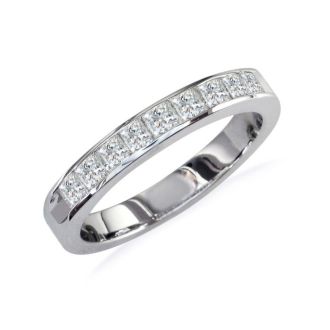 3/4 Carat Princess Diamond Wedding Band In 14 Karat White Gold
