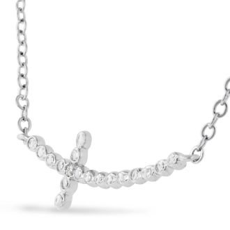 Sideways Diamond Cross Necklace | SuperJeweler.com
