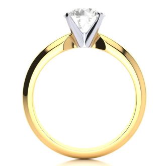 Round Engagement Rings, 1 1/2 Carat Diamond Solitaire Engagement Ring Crafted In 14K Yellow Gold