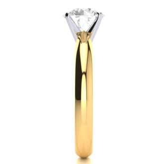 Round Engagement Rings, 1 1/2 Carat Diamond Solitaire Engagement Ring Crafted In 14K Yellow Gold