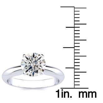 Round Engagement Rings, 1 1/2 Carat Diamond Solitaire Engagement Ring Crafted In 14K White Gold