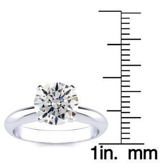 Round Engagement Rings, 2 Carat Diamond Solitaire Engagement Ring Crafted In 14K White Gold