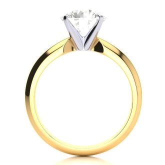 Round Engagement Rings, 2 Carat Diamond Solitaire Engagement Ring Crafted In 14K Yellow Gold