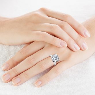 4.23 Carat Round Cut Diamond Solitaire Engagement Ring In Platinum