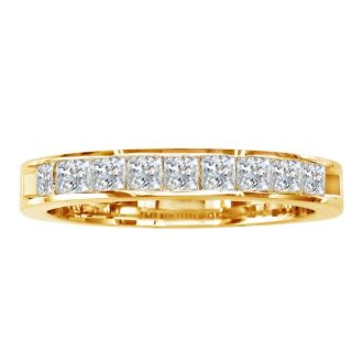 1 Carat Princess Diamond Wedding Band In 14 Karat Yellow Gold