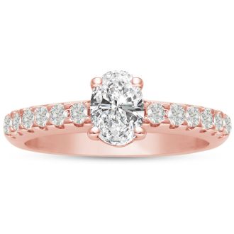 1 1/3ct Oval Diamond Engagement Ring Crafted in 14 Karat Rose Gold