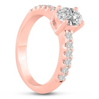 1 1/3ct Oval Diamond Engagement Ring Crafted in 14 Karat Rose Gold