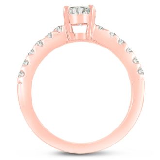 1 1/3ct Oval Diamond Engagement Ring Crafted in 14 Karat Rose Gold