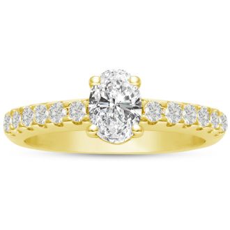 1 1/3ct Oval Diamond Engagement Ring Crafted in 14 Karat Yellow Gold