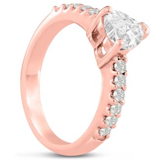 1 1/3ct Heart Shaped Diamond Engagement Ring Crafted in 14 Karat Rose Gold