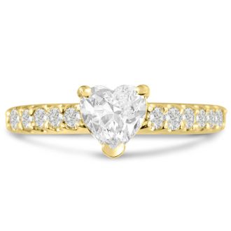 1 1/3ct Heart Shaped Diamond Engagement Ring Crafted in 14 Karat Yellow Gold
