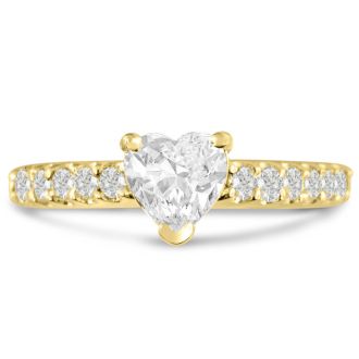1 1/3ct Heart Shaped Diamond Engagement Ring Crafted in 14 Karat Yellow Gold
