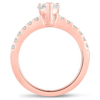1 1/2ct Pear Shaped Diamond Engagement Ring Crafted in 14 Karat Rose Gold