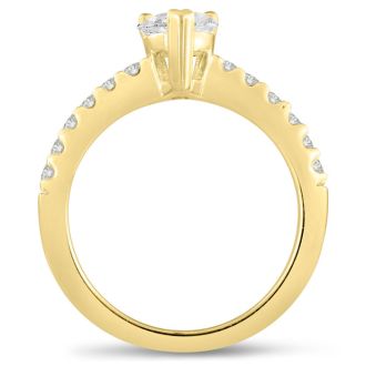 1 1/2ct Pear Shaped Diamond Engagement Ring Crafted in 14 Karat Yellow Gold
