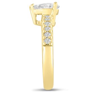 1 1/2ct Pear Shaped Diamond Engagement Ring Crafted in 14 Karat Yellow Gold