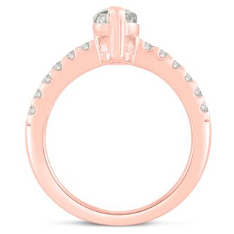 1 1/3ct Marquise Shaped Diamond Engagement Ring Crafted in 14 Karat Rose Gold