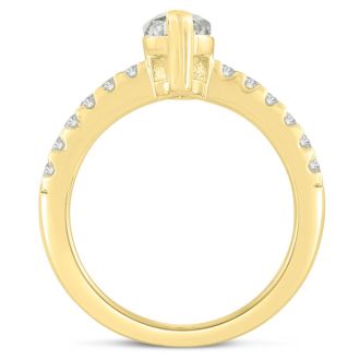1 1/3ct Marquise Shaped Diamond Engagement Ring Crafted in 14 Karat Yellow Gold
