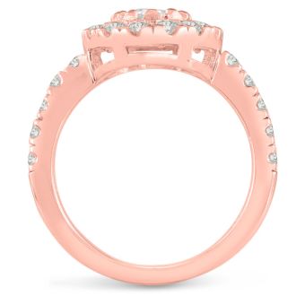 1 1/2 Carat Oval Halo Diamond Engagement Ring in 14 Karat Rose Gold