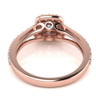 2 Carat Princess Cut Halo Diamond Engagement Ring in 14 Karat Rose Gold
